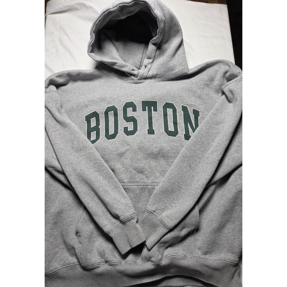 Brandy Melville Boston Hoodie Gray Oversized Graphic Sweatshirt